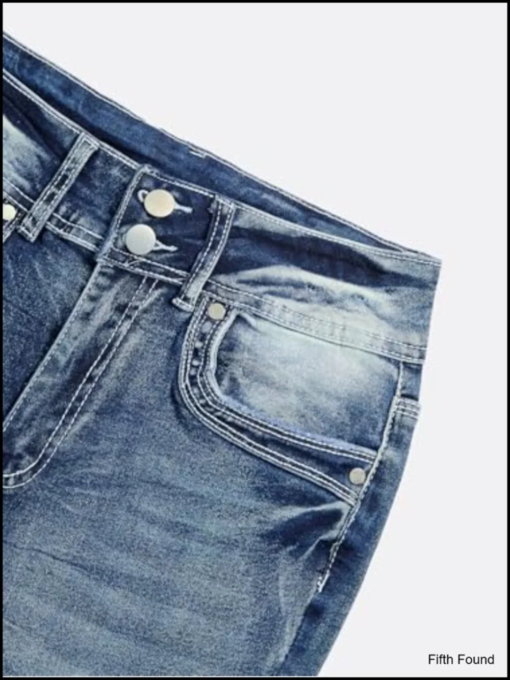 Mid Waisted Bootcut Jeans Stretchy Slim Casual Double Button Flare Denim Pants